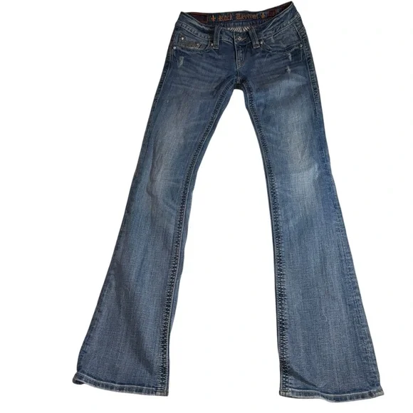 Rock Revival Women’s Jeans Size 28 Blue Bootcut Fluer-De-Lis Denim Stretch Fade - Picture 2 of 13